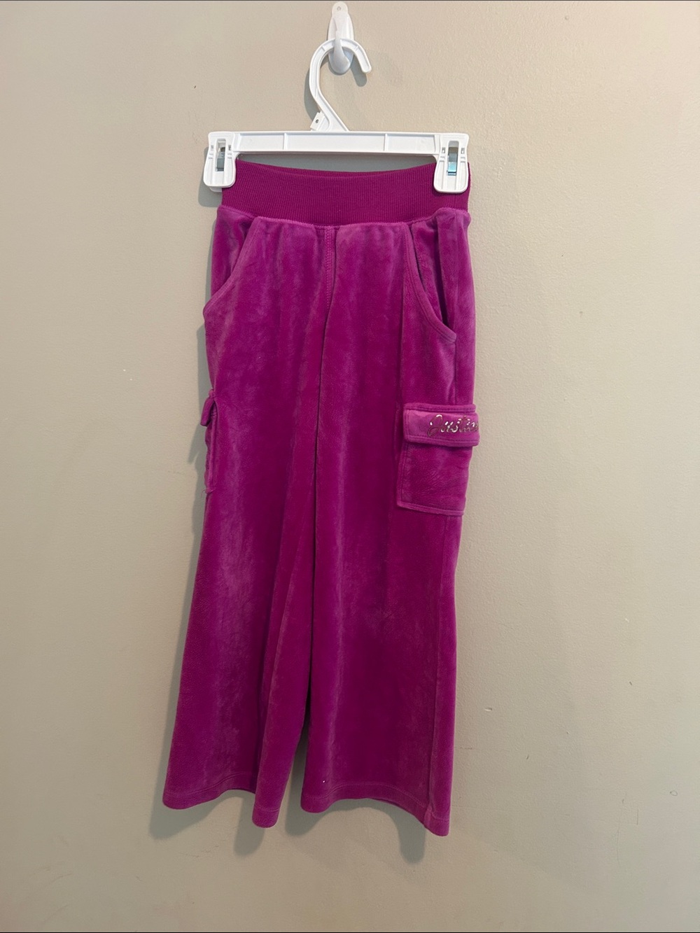 Justice Plush Cargo Joggers in Bright Magenta